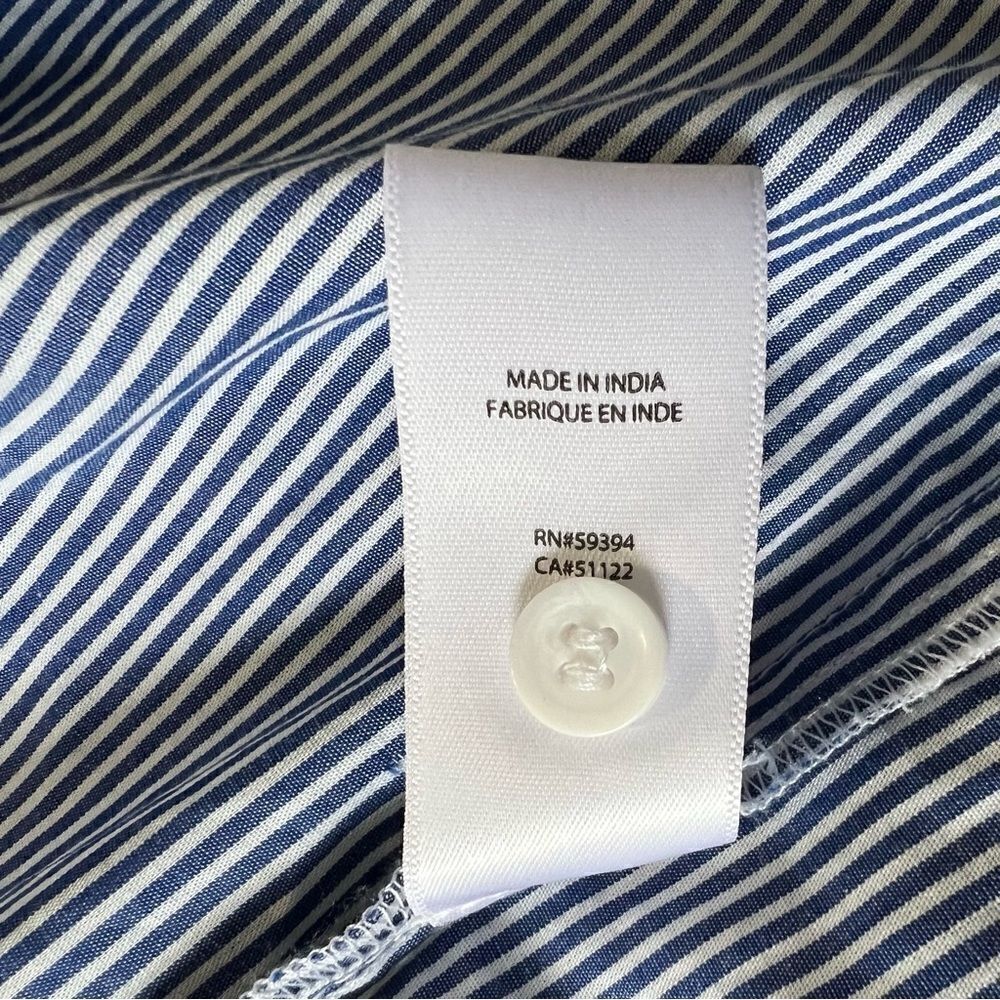 NWT Beach Lunch Lounge Blue and White Pinstripe Tie Front Button Down Blouse-S - Picture 12 of 13